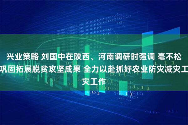 兴业策略 刘国中在陕西、河南调研时强调 毫不松懈巩固拓展脱贫攻坚成果 全力以赴抓好农业防灾减灾工作